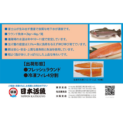 富士山サーモンフィレ　トリムC4分割　※刺身グレード(ニジマス)【送料別】【冷凍】